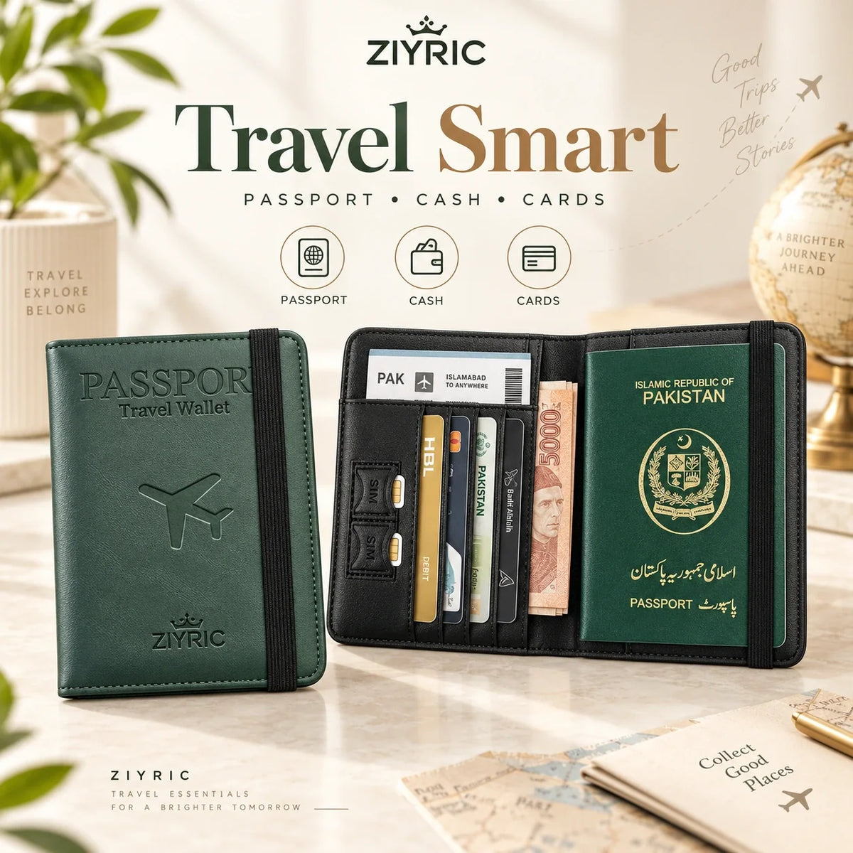 Portable travel passport holder