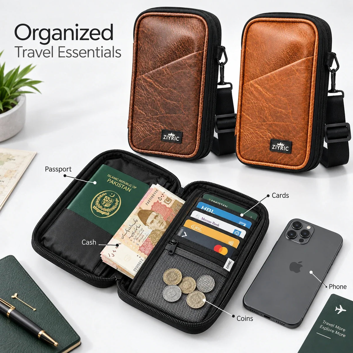 Travel Mate Passport Pouch Bag Genuine Leather