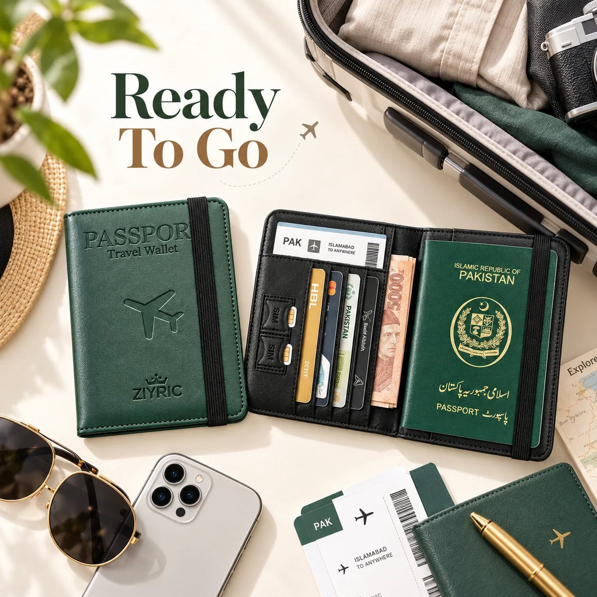 Portable travel passport holder