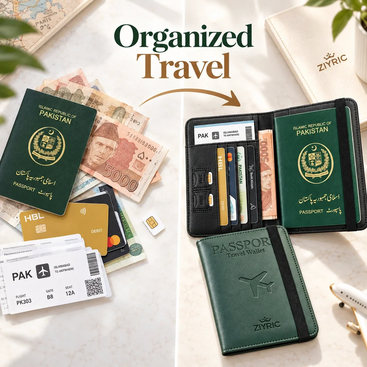 Portable travel passport holder
