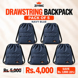 Drawstring Backpack — Pack of 5 | Navy Blue