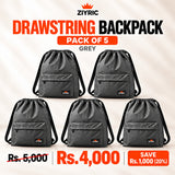 Drawstring Backpack — Pack of 5 | Grey