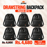 Drawstring Backpack — Pack of 6 | Black