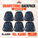 Drawstring Backpack — Pack of 6 | Navy Blue