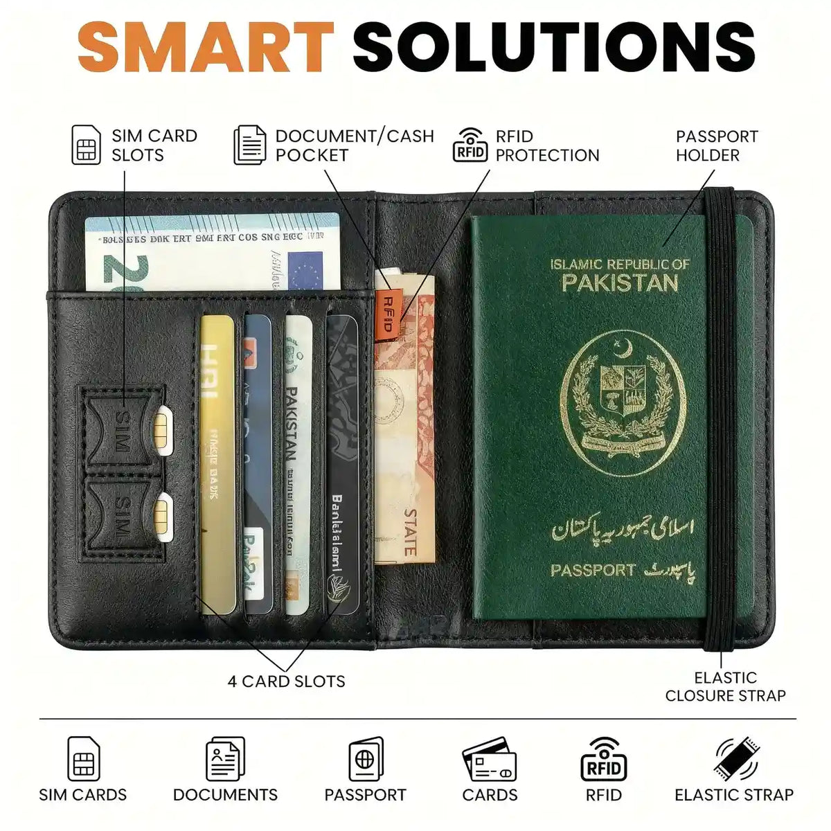 Portable travel passport holder